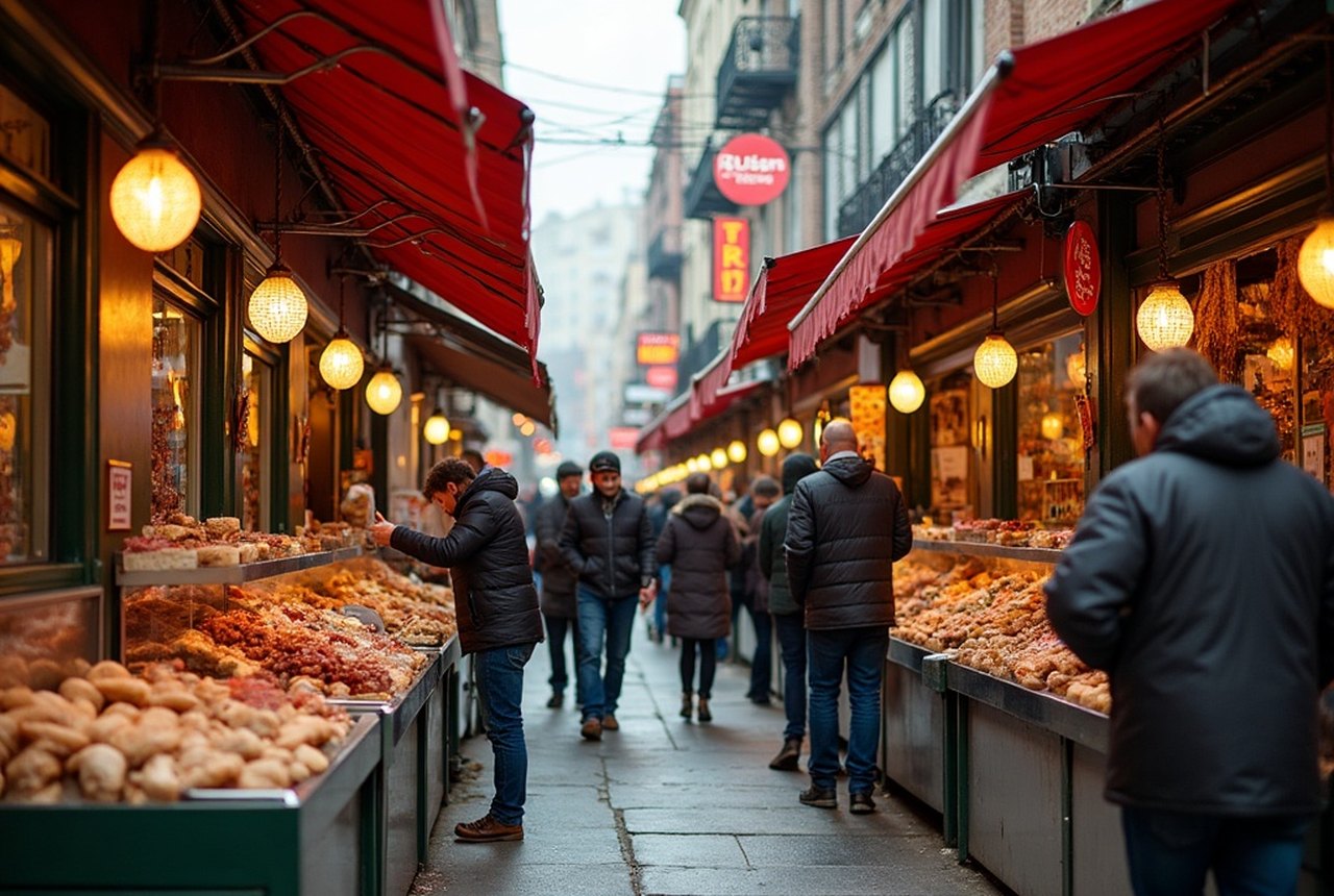Street-level shot of 9th Street stalls today showing continuity of format